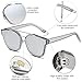 SOJOS Fashion Square Oversized Sunglasses for Women Mirrored Lens SJ2038 with Silver Rim/Silver Mirrored Lens