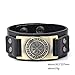 Dawapara Vintage Nordic Viking Rune Vegvisir Compass Charm Cuff Bracelet for Men/Women Gift Jewelry (Black Wristband Antique Bronze)
