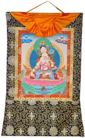 Tibetan Buddhist Art Altar Decor Masterpiece Level Thangka Painting Scroll (White Tara)