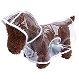 Topsung Waterproof Puppy Raincoat White Transparent Pet Rainwear Clothes for Small Dogs/Cats, Size M