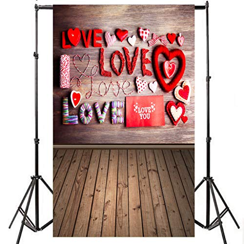Cyhulu 5x3ft Love Heart Wall Ceremony Backdrop Photography Background Curtain for Valentine’s Day Wedding Party Lovers Bridal Vinyl Banner Photo Studio Props Home DIY Art Photography (C, One size)
