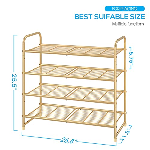 3-Tier Stackable Metal Shoe Rack - Expandable, Adjustable Shelf For Entryway Or Closet