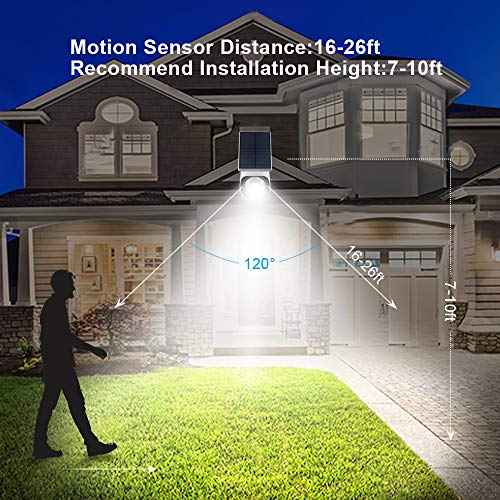 Solar Motion Sensor Light，BNT Flood Light Security Super Bright LED Outdoor Light with 800Lm Waterproof Solar Power Charging Motion Sensor Lights Adjustable Head for Garage Yard, Wall Porch,Pack of 2 - Thumbnail 6