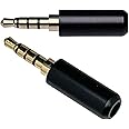 CESS TRRS 4 Pole Stereo Male Plug 3.5mm Solder Type, Gold-Plated, Black Metal Housing, Perfect Replacement for Headphones, Earphones, Microphones (2 Pack)