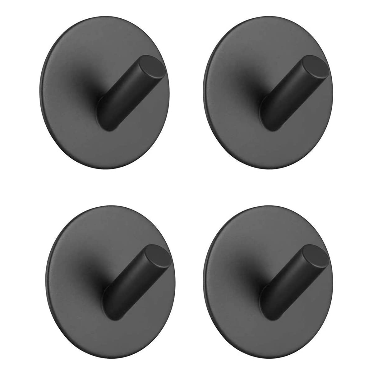 Celbon 4PC Self Adhesive Bath Towel Hook Black Sticky Stainless Steel Robe Hooks Heavy Duty Door Hooks for Bathrooms,Kitchen,Lavatory Closet