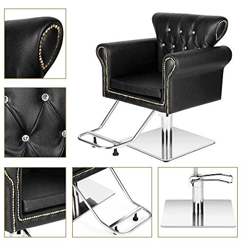 Vintage Styling Barber Chair Antique Hydraulic Hair Spa Salon Chairs Beauty Equipment (Black) - Thumbnail 5