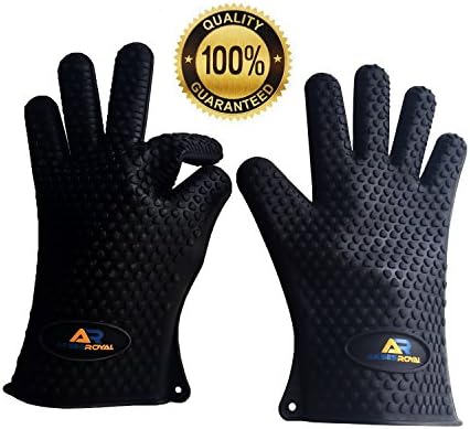 Grill Oven BBQ Gloves Akses Royal Maximum Heat Silicone Resistant - Perfect Heat Protection - One Size Fits Most