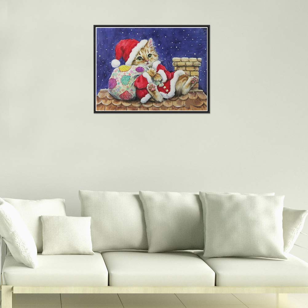 Vorcool Bricolage Diamant Peinture Motif De Chat De Noel Point De Croix Broderie De Diamants Cristal Peinture Ornements De Maison S169 Creches