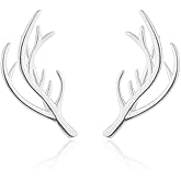 Elk Antlers Ear Crawler Earrings for Women Wrap Stud Earring Ear Cuffs Deer Animal Earrings