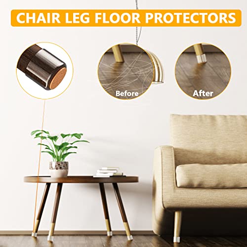 Felt-Furniture Chair-Leg Slider Floor-Protector Pad - 16 Pcs Silicone Felt Pad,Protecting Floors from Scratches and Noise, Smooth Moving for Chair Feet