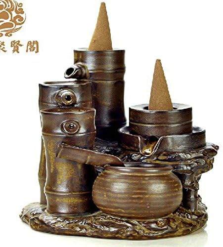 Lofty mountains and flowing water creative ornaments backflow ceramic incense burner