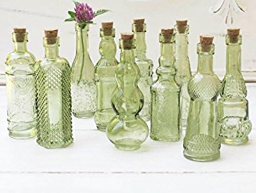 Vintage Glass Bottles With Corks Bud Vases Assorted Shapes 5