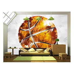 Vector - Basketball Ball in Watercolor Style - Removable Wall Mural | Self-Adhesive Large Wallpaper - 66x96 inches