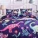 ZEIMON Dinosaur Flamingo Printed Boys Duvet Cover Set Twin Microfiber Puppy Floral Universal Animal Theme Cartoon Kids Girls 3D Bedding Sets (Dinosaur,Queen)