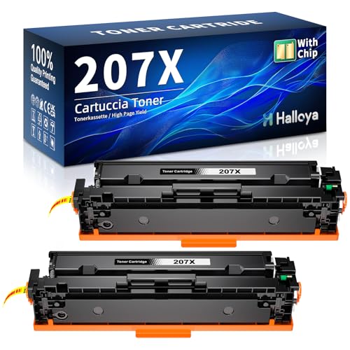 Halloya 207X Toner with Chip Compatible with HP 207A 207X for HP Color LaserJet Pro MFP M283fdw M283fdn M255dw M255 M255nw 283cdw M282nw 207X (2 Black)