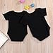 ATAZUA 2Pcs Newborn Twins Baby Boys Girls Short Sleeve Cute Romper Bodysuit Summer Outfit Clothes (0-3 Months, Black1)