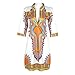 AutumnFall Women Summer Casual Deep V-Neck Traditional African Print Party Dresses (XL)