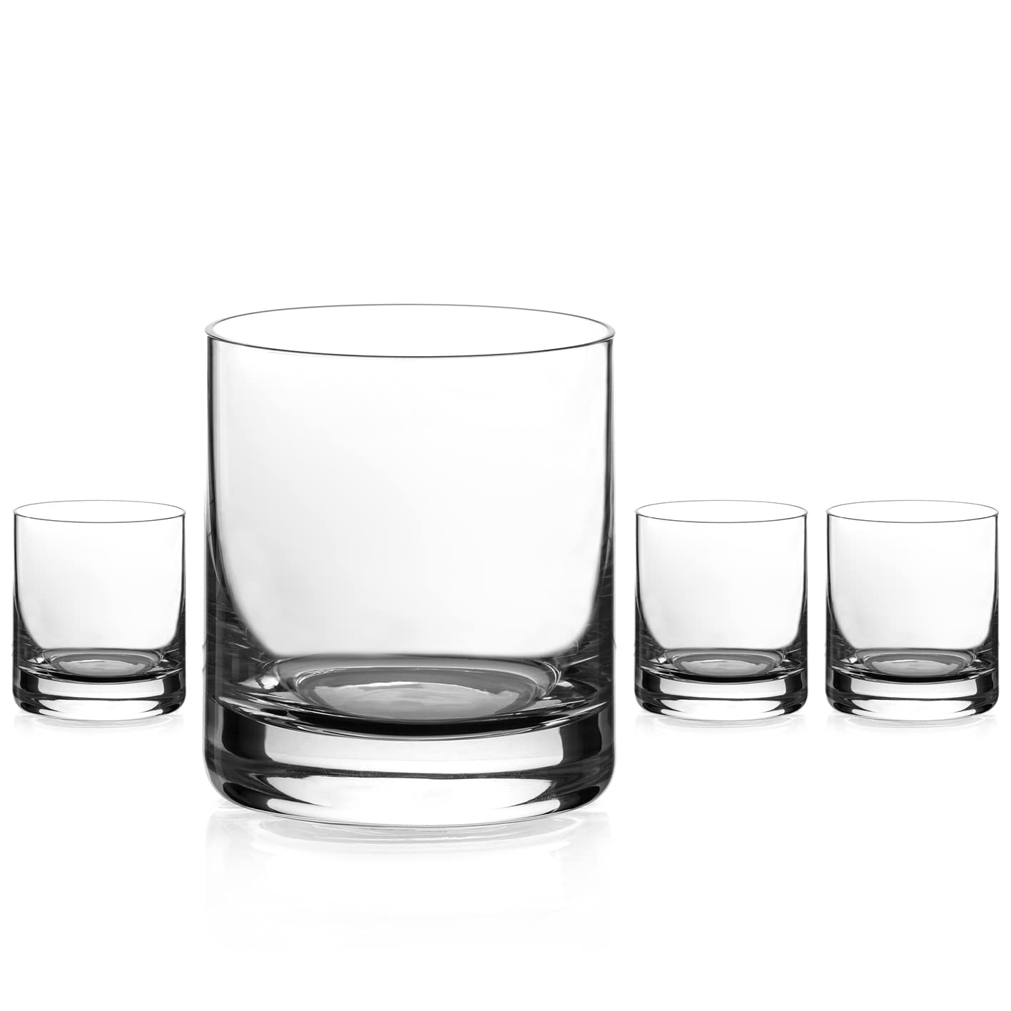 DIAMANTE Whisky Glasses Crystal Short Drink Tumblers - ‘Auris’ Collection Undecorated Crystal - Set of 4