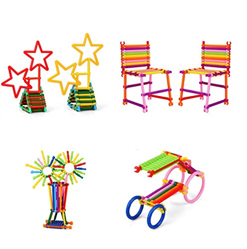 Auch 500pcs Construction Building Blocks Set Learning STEM Toy Children DIY Interlocking Magic Sticks 3D Geometry Shapes Educational Stacking Puzzle Toys with Storage Box for Boys Girls - Thumbnail 4
