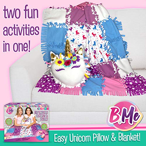 DIY 2in1 Unicorn Knot No Sew Blanket Pillow, Craft for Girls, Make