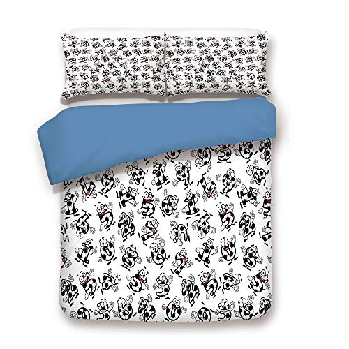 iPrint Duvet Cover Set,Blue Back,Soccer,Cartoon Funny Football Numbers Pattern of Smiling Digits Sports and Education Theme,Multicolor,Decorative 3 Pcs Bedding Set by 2 Pillow Shams,Queen Size