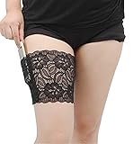 VIEEL Womens Lace Non-slip Concealed Thigh Holster Thigh Garter With Purse Phone Security Pockets (Black, S)