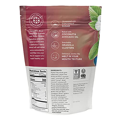 NATURE’S PATH ORGANIC SUPERFOOD SMOOTHIE BOWL GRANOLA, 9.5 OZ (PACK OF 1), GLUTEN FREE, NON-GMO