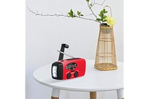 EVGATSAUTO Hand Crank Emergency Radio 2000mAh Solar Power Bank with for Outdoor Camping Kit Power Outage (Red #35)