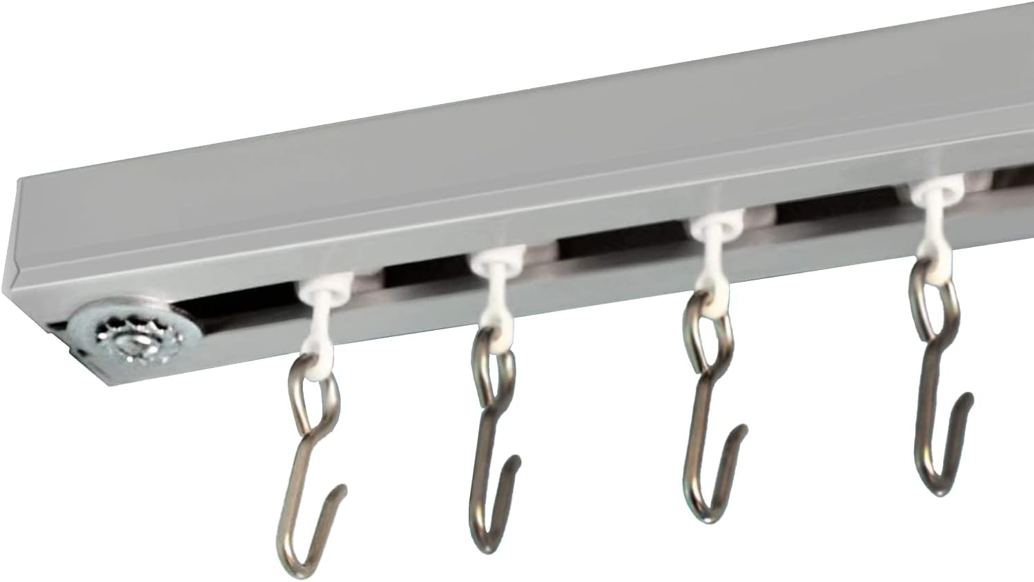 Window Treatment Hardware - Room/Dividers/Now Ceiling Curtain Track System - Room Divider Ceiling Mount for Curtains - Curtain Rail for Room Separation - with Track, Roller Hooks, Hardware, End Cap - Medium (6-12ft), White