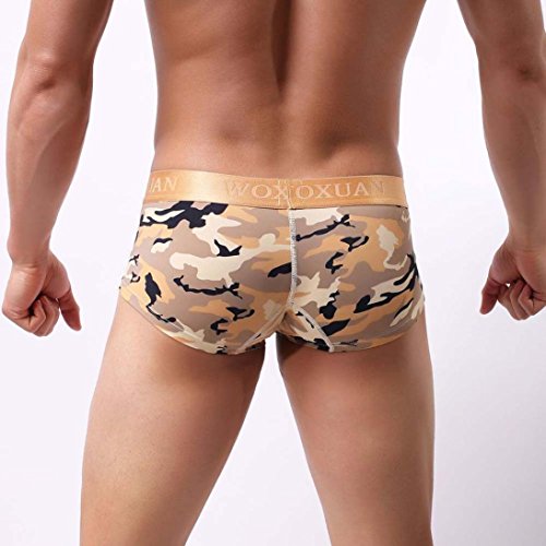 Paymenow Mens Underwear, Clearance Sexy Trunk Boxer Underpants Thong Stretch Low-Rise Boxer Briefs (Yellow, XL)