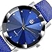 Wensltd Men's Classy Stainless Steel Quartz Military Sport Leather Band Dial Wrist Watch (Blue)