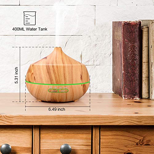 RENWER Essential Oil Diffuser, 400ml Wood Grain Ultrasonic Cool Mist