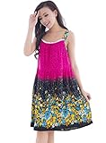 LY Women's BOHO Cotton Blend Sleeveless Floral Pattern Nightgown Free Size
