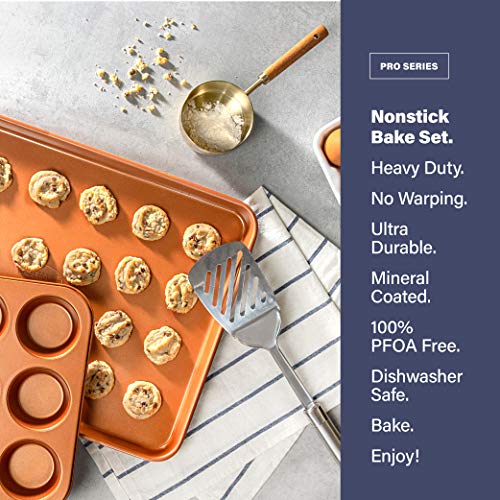 Gotham Steel Non Stick Ceramic Bakeware Set, 5 Piece No Warp