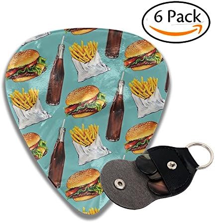 Coke Burger Celluloid Guitar Picks 6 Pack Includes Thin, Medium, Heavy &amp; Extra Heavy Gauges