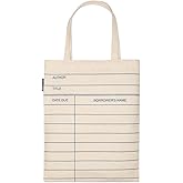 Out of Print Library Card Tote Bag with Inner Pocket - Gift for Book Lovers