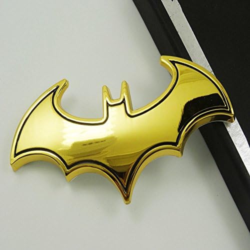 Dealetech DIY Bat 3D Metal Sticker Auto Car Motorcycle Logo Badge Emblem Tail Decals (gold for 5pcs)