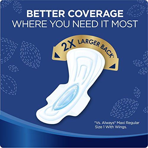 Always Maxi Size 5 Feminine Overnight Pads with Wings, Super Absorbency, Unscented, 20 Count (Packaging May Vary)