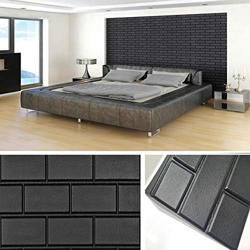 PDM 3D Self-Adhesive Brick Wall Panels Faux Foam Brick Wall Stickers/Brick Wallpaper for Living Room/TV Walls/Sofa Background Wall Decor (Solid Black-40 Pieces 123.6 sq.ft)