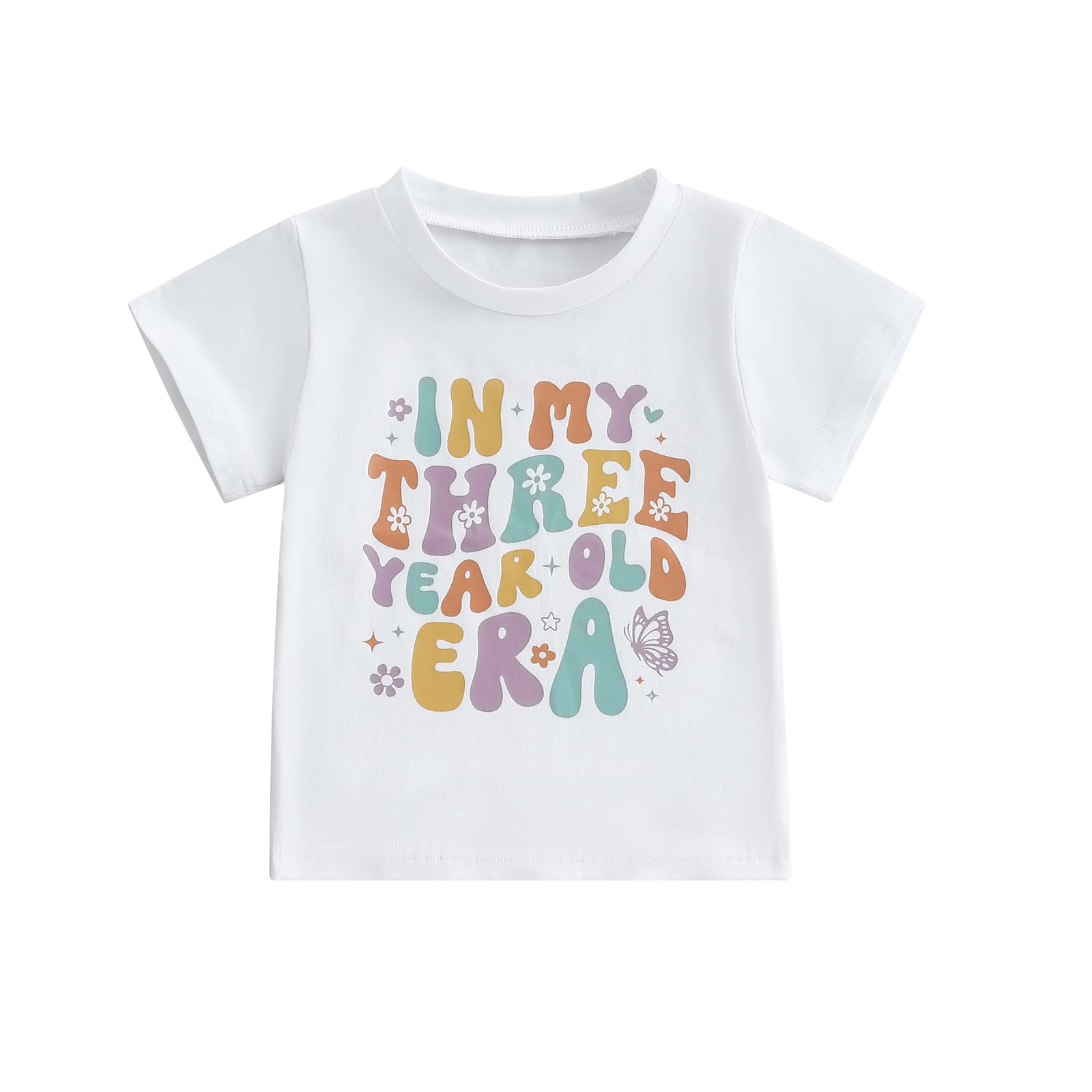 Photo 1 of Toddler Girls Birthday Outfit in My One Two Three Four Five Six Year Old Era Shirt Short Sleeve Tops Summer Clothes (White Birthday Shirt Three, 3 Years)