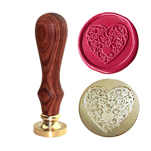 Botokon Heart Wax Seal Stamp, [Many other Patterns Available], Brass Vintage Retro Classic Removable Sealing Stamps,Ideal for Decorating Gift Packing, Envelopes, Invitations, Wine Packaging, etc