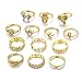 UHANGETH 13pcs Retro Rings Hollow Carved Flowers Joint Knuckle Rings Sets (Gold)