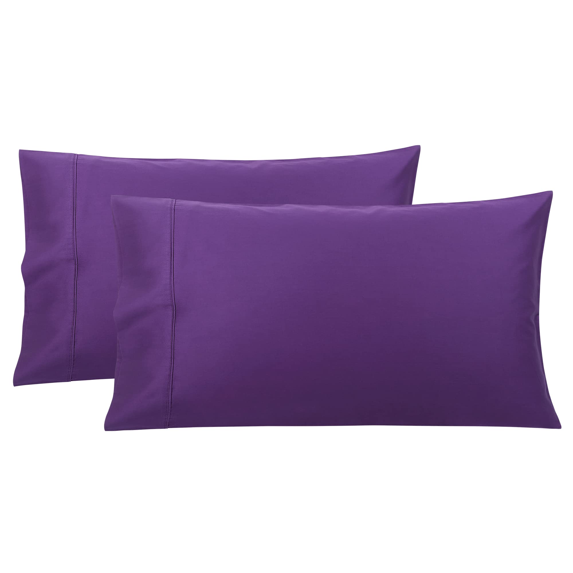 PiccoCasa Pillowcases 2 Pack, Super Soft Cotton Bed Pillow Covers with Envelope Closure, Hotel Bedroom Pillow Sham Grape 50x65cm