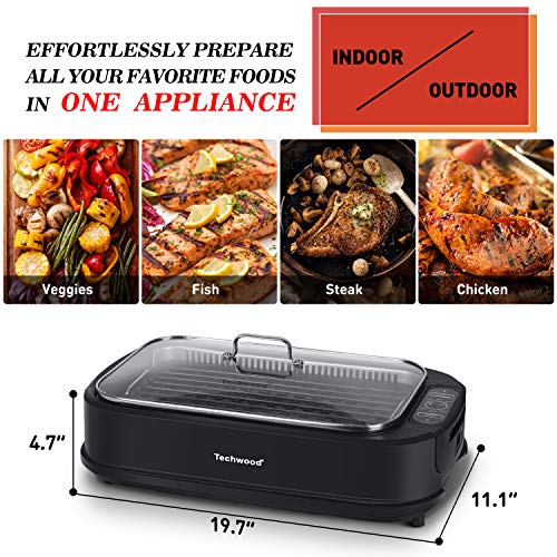 Indoor Smokeless Grill, Techwood 1500W Electric Indoor Grill with