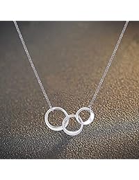 Zealmer Sisters Eternity - Collar de tres eslabones para mujer, color plateado
