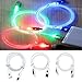 3 Light Up Phone Cords and 12v Car Charger [Bundle] LED Fast Sync Data Charger Cables Works With iPhone 5, 5c, 6, 7 - Automatic Color Changing Technology