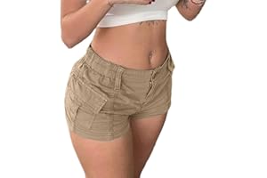 ONLYSTORY Womens Cargo Shorts Elastic Shorts Y2k E-Girl Slim Fit Cargo Shorts for Harajuku Streetwear