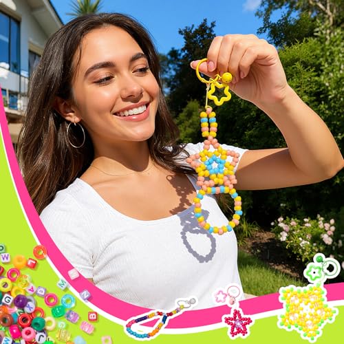 Simetufy 6000Pcs Pony Beads, 30 Colors 6x9MM Kandi Beads Bulk for Crafts Bracelet Making Hair Braiding Jewelry Key Chains DIY Crafts Gifts (3.44lb, Stack Box)