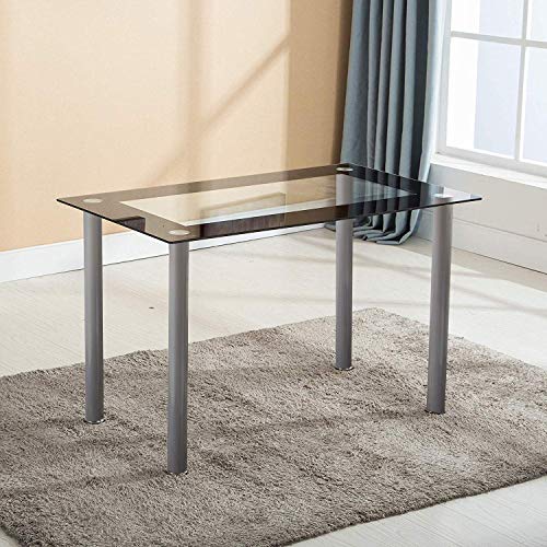 JOYBASE Dining Table Set, 5 Piece Glass Kitchen Table and Leather Chairs Furniture (Black)