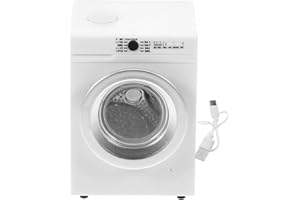 Kisangel 1 12 Scale Miniature Washing Machine Toy Rechargeable with Rotatable Door and Washable Clothes for Dollhouse Interac